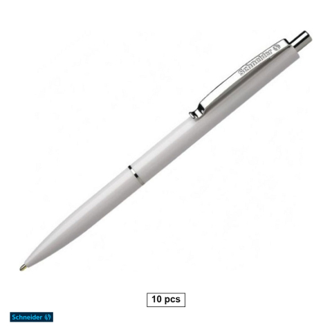 Pixuri - Set 10 pixuri cu mecanism Schneider K15, varf 0.7 mm, corp alb, scriere albastra, reincarcabile