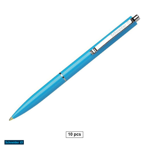 Pixuri - Set 10 pixuri cu mecanism Schneider K15, varf 0.7 mm, corp bleu, scriere albastra, pentru birou si uz zilnic