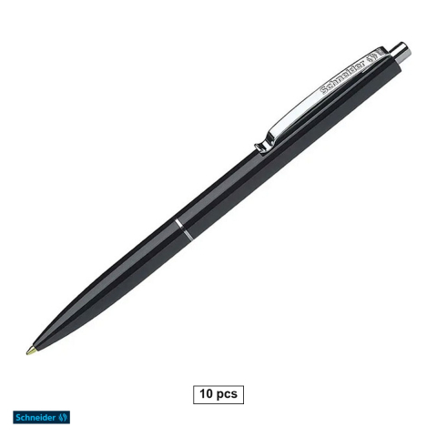 Pixuri - Set 10 pixuri cu mecanism Schneider K15, varf 0.7 mm, corp negru, scriere albastra, reincarcabile, pentru birou si uz zilnic