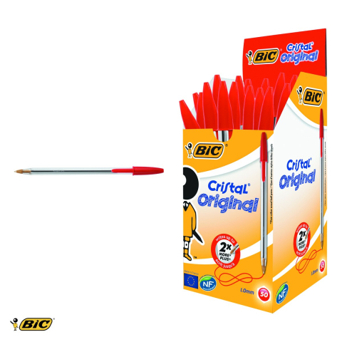 Set 10 pixuri de unica folosinta Bic Cristal Medium, varf 1.0 mm, cerneala rosie, pentru birou si scoala [3]
