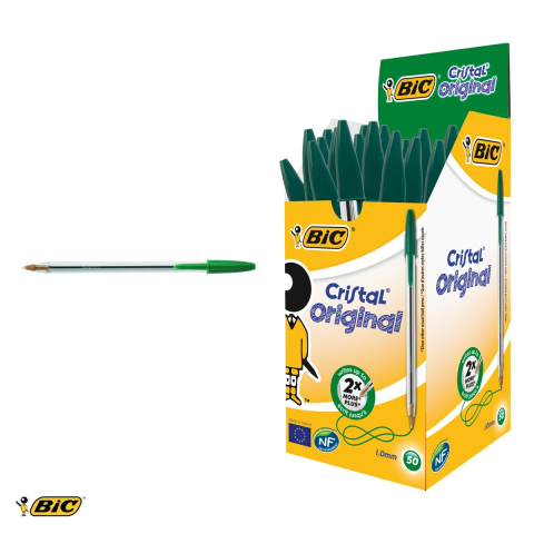 Set 10 pixuri de unica folosinta Bic Cristal, varf medium 1.0 mm, cerneala verde, scriere fluenta pentru birou si scoala [3]