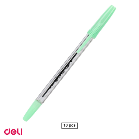 Pixuri - Set 10 pixuri de unica folosinta Deli, varf 0.7 mm, cerneala albastra, corp pastel