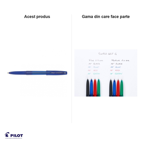 Set 10 pixuri de unica folosinta Pilot Supergrip G, varf 1mm, cerneala albastra, grip confortabil [4]