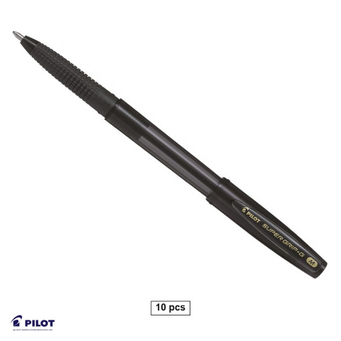 Pixuri - Set 10 pixuri de unica folosinta Pilot Supergrip G, varf 1mm, cerneala neagra, grip confortabil