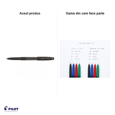 Set 10 pixuri de unica folosinta Pilot Supergrip G, varf 1mm, cerneala neagra, grip confortabil [4]