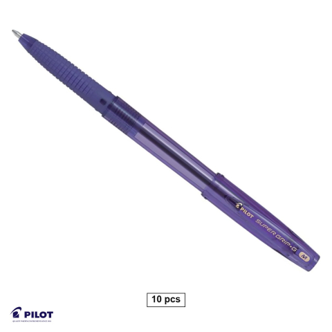 Pixuri - Set 10 pixuri de unica folosinta Pilot Supergrip G, varf 1mm, cerneala violet, grip confortabil pentru scriere fluida