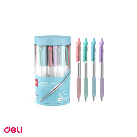 Set 10 pixuri Deli Lineum, cu mecanism, cu grip, varf 0.7 mm, cerneala albastra [3]