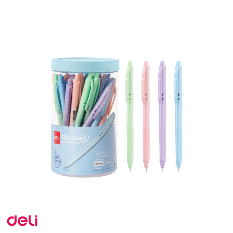 Set 10 pixuri Deli Roball, cu mecanism, varf 0.7 mm, cerneala albastra, corp pastel [3]