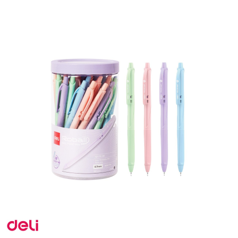 Set 10 pixuri Deli Roball, cu mecanism, varf 0.7 mm, cerneala neagra, corp pastel [3]