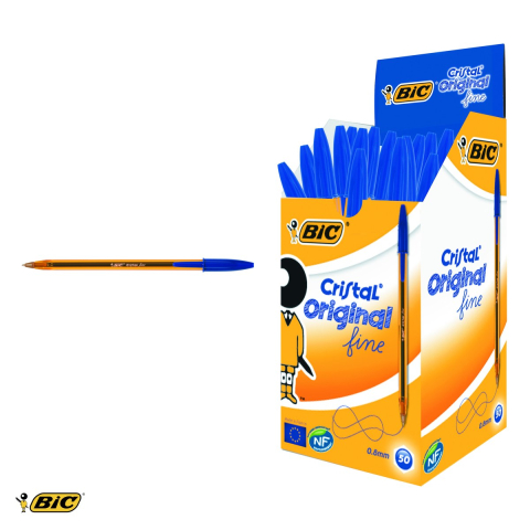 Set 10 pixuri unica folosinta Bic Cristal Fine, varf 0.8 mm, cerneala albastra, pentru scris zilnic [3]