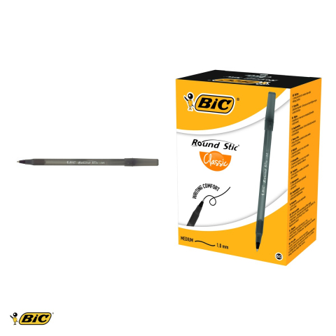 Set 10 pixuri unica folosinta Bic Round Stic, varf 1.0 mm, cerneala neagra rezistenta la apa [3]