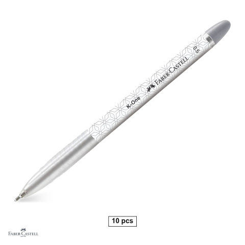 Pixuri - Set 10 pixuri unica folosinta Faber-Castell K1, varf 0.5mm, cerneala neagra rezistenta la apa, corp ergonomic triunghiular