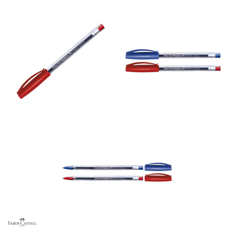 Set 10 pixuri unica folosinta Faber-Castell Trilux 032M, varf 1.0 mm, cerneala rosie, pentru birou si scoala [3]