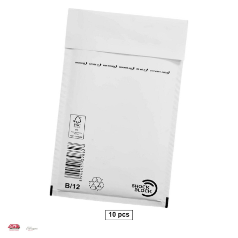 Bricolaj - Set 10 plicuri cu bule de aer GPV B12, exterior 140x225 mm, interior 120x215 mm, hartie kraft alba