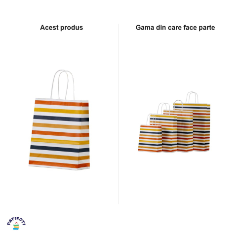 Set 10 pungi cadou Papiroti, din hartie, cu maner rasucit, alb, cu striatii, 22x10x31 cm [3]