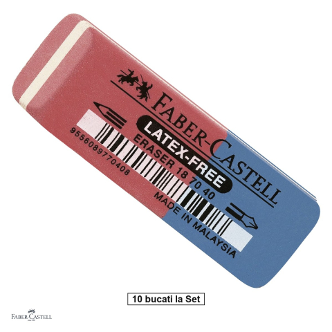 Radiere - Set 10 radiere Faber-Castell 7070-40, fara PVC, fara latex, din cauciuc natural, pentru creion si cerneala