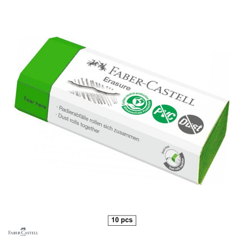 Birotica papetarie - Set 10 radiere pentru creion Faber-Castell Dust Free 20 fara PVC, 60x22x11 mm