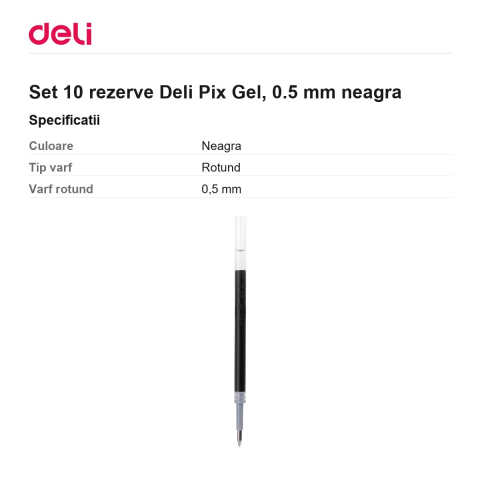 Set 10 rezerve Deli Pix Gel, 0.5 mm neagra [2]