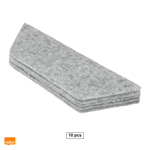 Accesorii prezentare - Set 10 rezerve Nobo, din pasla, pentru burete magnetic de whiteboard, alb, 228x89x40 mm