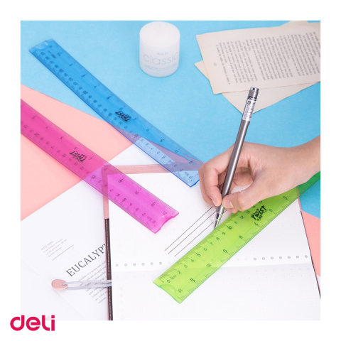 Set 10 rigle Deli Flexibila Color, din plastic, 30 cm, pliabile [4]