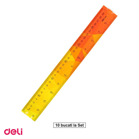 Set 10 rigle Deli Multicolora Flexibila, din plastic, 30 cm [0]