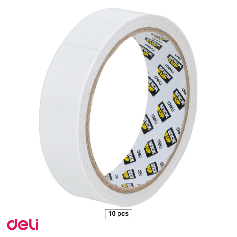 Bricolaj - Set 10 role banda dublu adeziva Deli, 24 mm x 9.14 m, alba
