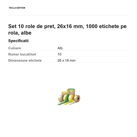 Set 10 role de pret, 26x16 mm, 1000 etichete pe rola, albe [2]