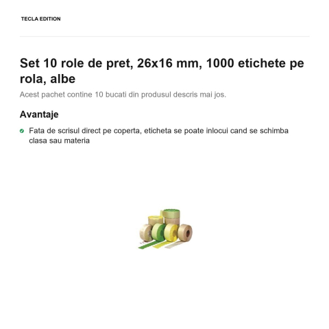 Set 10 role de pret, 26x16 mm, 1000 etichete pe rola, albe [1]