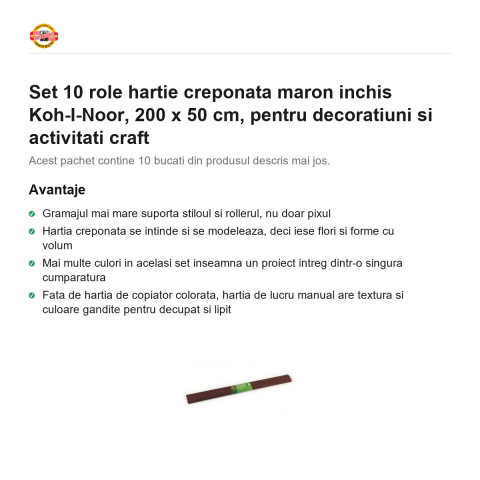 Set 10 role hartie creponata maron inchis Koh-I-Noor, 200 x 50 cm, pentru decoratiuni si activitati craft [1]