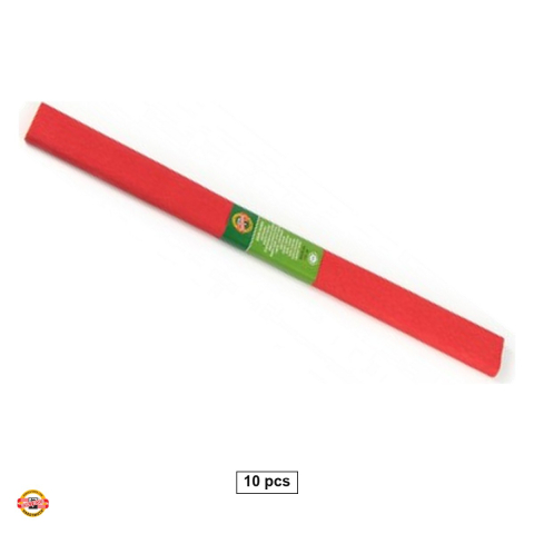Handmade Creativ si Hobby - Set 10 role hartie creponata rosu deschis Koh-I-Noor, 200 x 50 cm, pentru decoratiuni si activitati craft