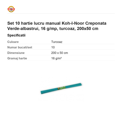 Set 10 role hartie creponata verde-albastrui Koh-I-Noor, 200 x 50 cm, pentru decoratiuni si activitati craft [2]