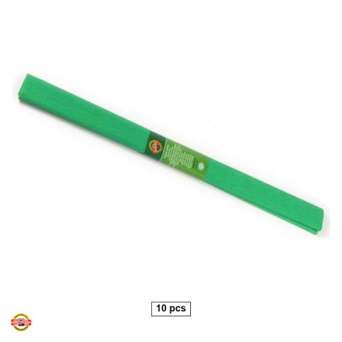 Handmade Creativ si Hobby - Set 10 role hartie creponata verde inchis Koh-I-Noor, 200 x 50 cm, pentru decoratiuni si activitati craft