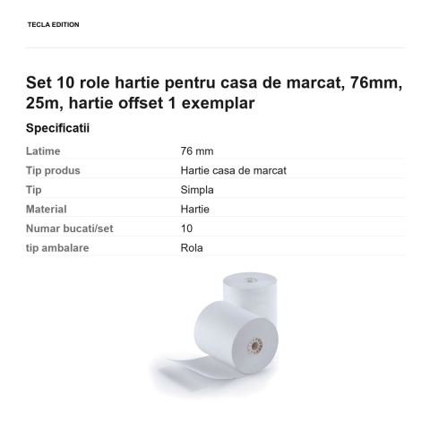 Set 10 role hartie pentru casa de marcat, 76mm, 25m, hartie offset 1 exemplar [2]