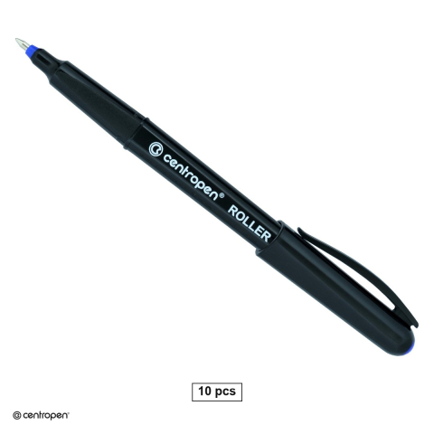 Rollere - Set 10 rollere Centropen 4665 M cu capac, varf metalic 0.6 mm, albastre