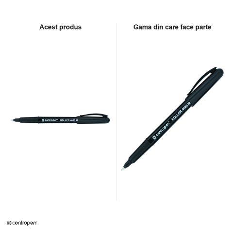 Set 10 rollere Centropen 4665 M cu capac, varf metalic 0.6 mm, negre [4]