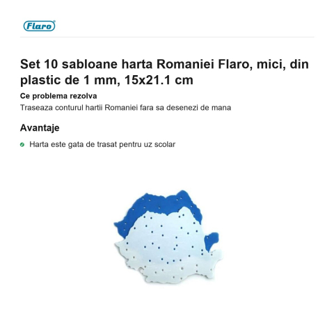 Set 10 sabloane harta Romaniei Flaro, mici, din plastic de 1 mm, 15x21.1 cm [1]