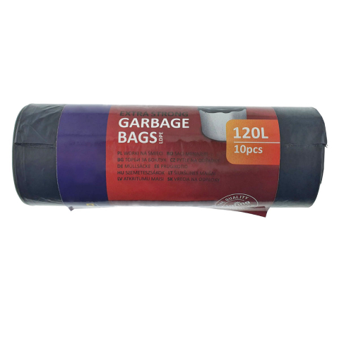 Set 10 Saci Menajeri 120L Super Rezistenti LDPE pentru deseuri voluminoase, curatenie in gradina si spatii comerciale, 69 x 110 cm, negri, ambalati in rola compacta [4]