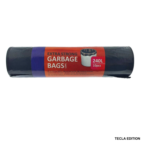 Saci menajeri - Set 10 Saci Menajeri 240L Super Rezistenti LDPE pentru deseuri voluminoase, curatenie generala si utilizare industriala, 110 x 120 cm, culoare neagra