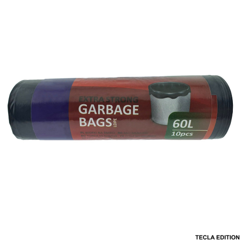 Saci menajeri - Set 10 Saci Menajeri 60L Super Rezistenti LDPE pentru deseuri menajere uzuale, curatenie in casa si gradina, dimensiuni 60 x 73 cm, negri