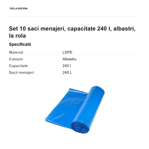 Set 10 saci menajeri, capacitate 240 l, albastri, la rola [2]