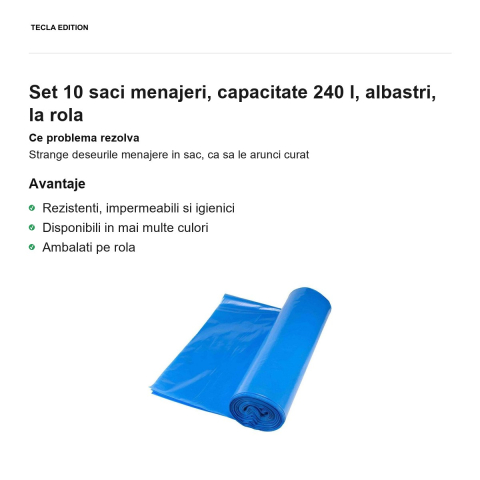 Set 10 saci menajeri, capacitate 240 l, albastri, la rola [1]