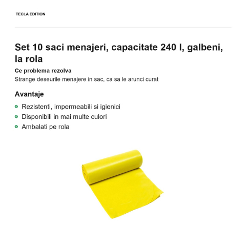 Set 10 saci menajeri, capacitate 240 l, galbeni, la rola [1]