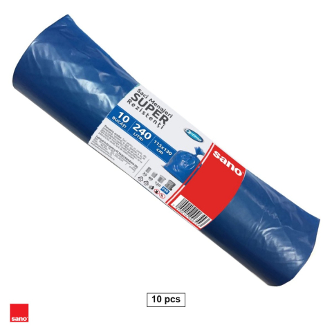 Menaj - Set 10 saci menajeri Sano Optima, capacitate 240 l, din polietilena LDPE, albastri, la rola