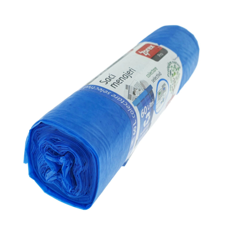 Set 10 saci menajeri Zorex Pro 60L pentru colectare selectiva hartie si carton, LDPE, dimensiuni 60 x 65 cm, albastri [2]