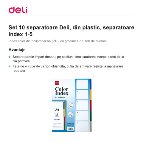Set 10 separatoare Deli, din plastic, index 1-5 [1]
