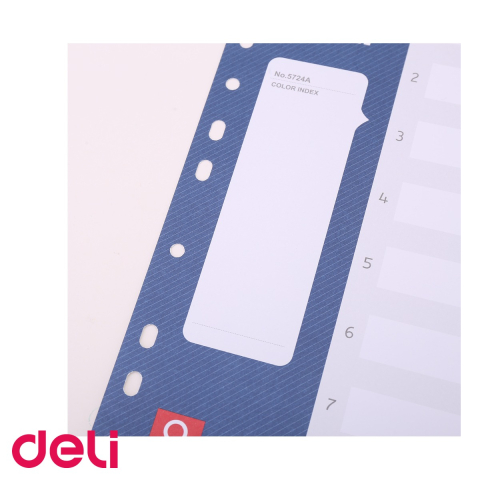 Set 10 separatoare index plastic Deli, format A4, 1-10, cu 11 perforatii, pentru organizare documente [4]