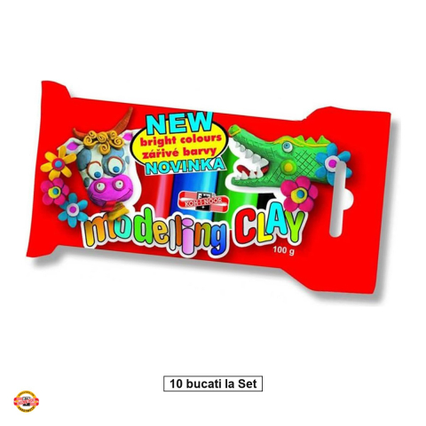 Handmade Creativ si Hobby - Set 10 seturi plastilina remodelabila Koh-I-Noor, 5 culori, 100g, amestec non-toxic, pentru copii