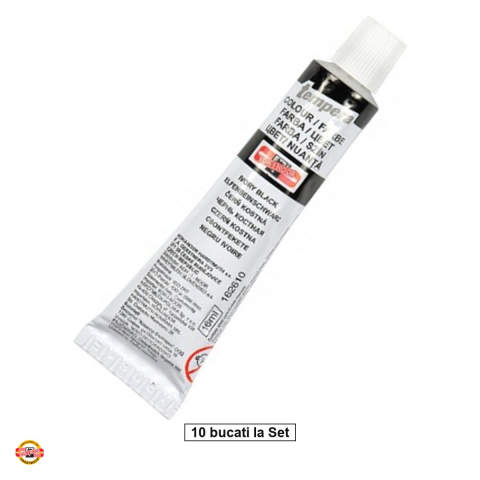 Handmade Creativ si Hobby - Set 10 tempere negre Koh-I-Noor, tub 16 ml, culoare intensa pentru desen si pictura scolara