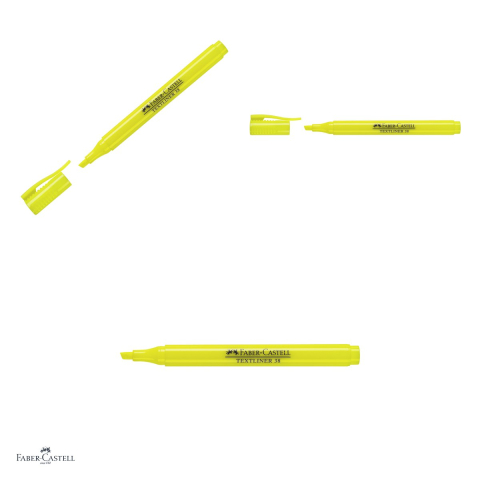 Set 10 textmarkere Faber-Castell Textliner 38, marcheaza subtire si lat, cerneala pe baza de apa, corp subtire, galben [3]