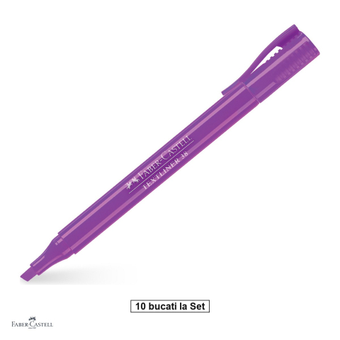 Instrumente de scris - Set 10 textmarkere Faber-Castell Textliner 38, marcheaza subtire si lat, cerneala pe baza de apa, corp subtire, violet
